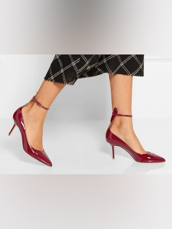 Francesco Russo Vernice Amaranto Patent Leather Ankle Strap Pump Nwt Size 41 It — image 2 of 8